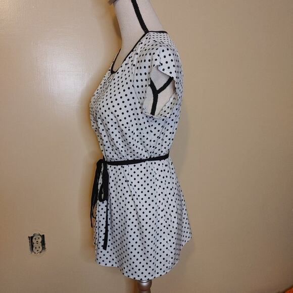 Two Hearts Maternity Size Small Maternity Short Dress Polka Dot White Black Tuni - Picture 7 of 14